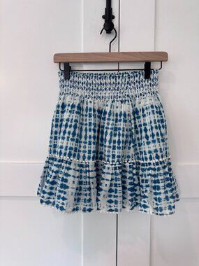 Intermix Rena Silk Ruffle Mini Skirt Smocked Waist S